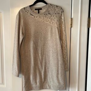 BCBG sweatshirt dress with one lace sleeve